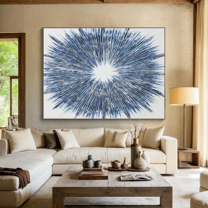 Blue Radial Abstract Art for Contemporary Office Reception Desks DLZ2596
