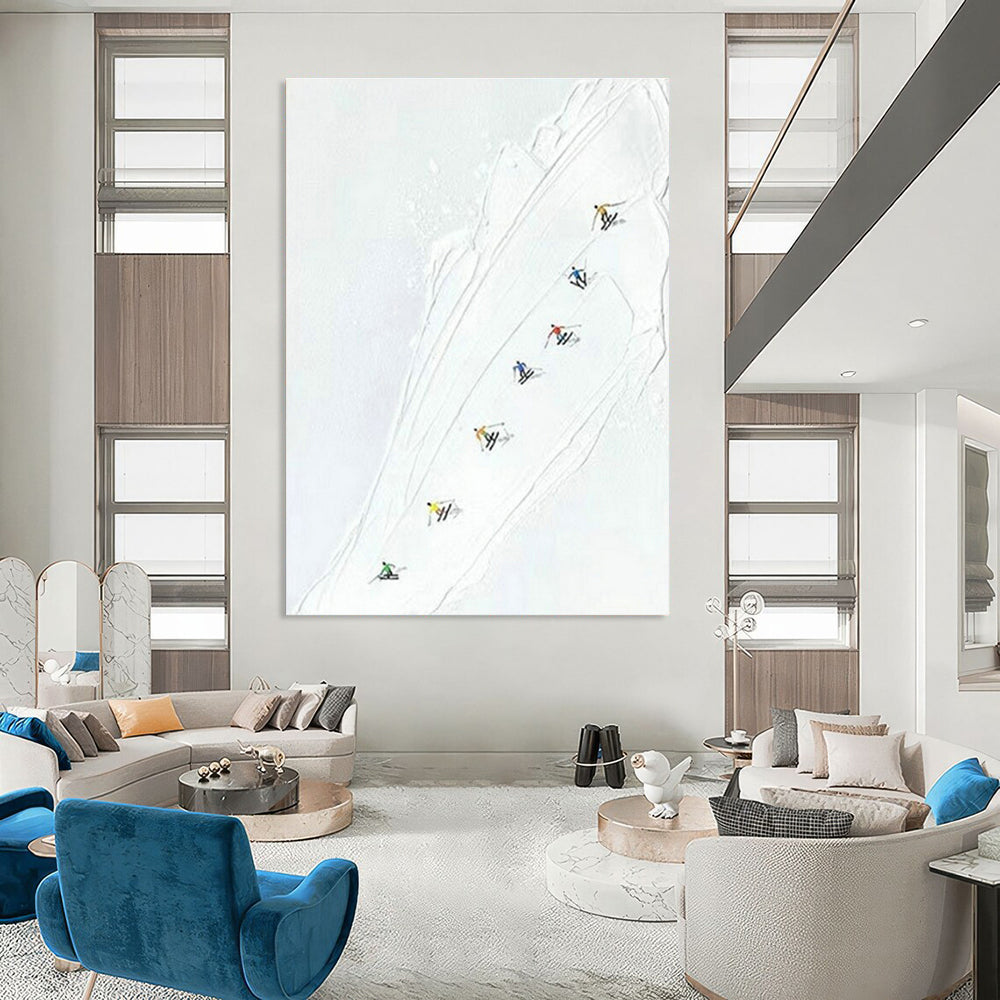 Abstract Ski Scene Art for Mountain Resort Lobby & Sports - Themed Home Den DLZ1613