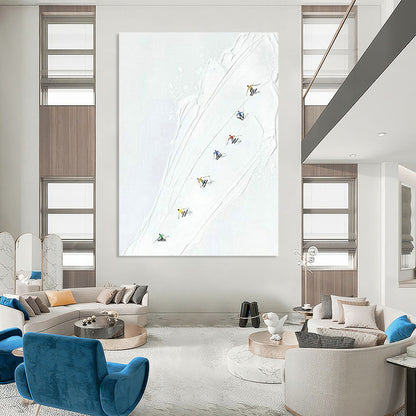 Abstract Ski Scene Art for Mountain Resort Lobby & Sports - Themed Home Den DLZ1613