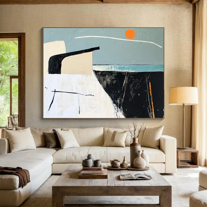 Minimalist Abstract Sunset Art for Coastal Home & Modern Gallery SC388