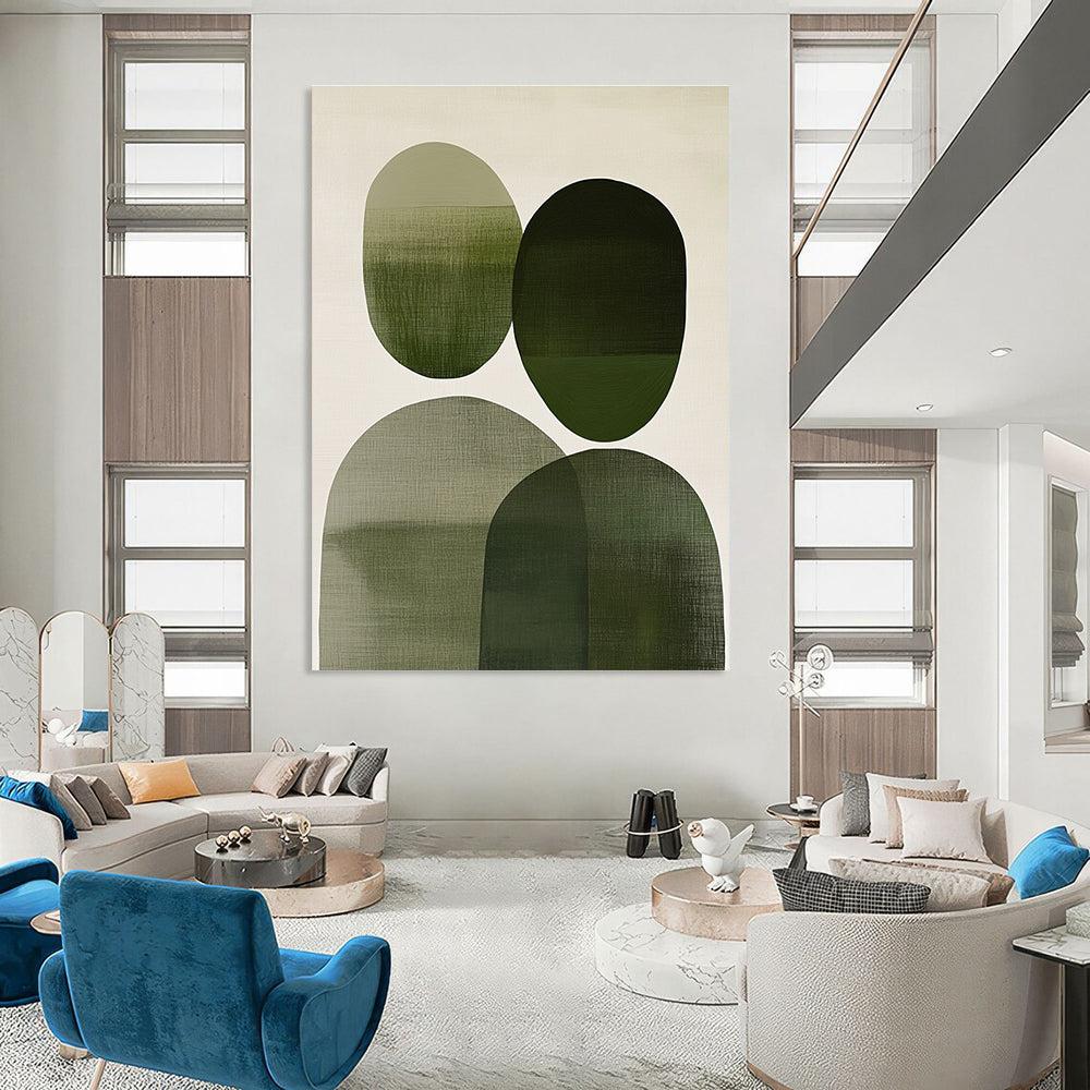 Overlapping Green Figures Art for Wellness Center & Family Home STSC1083