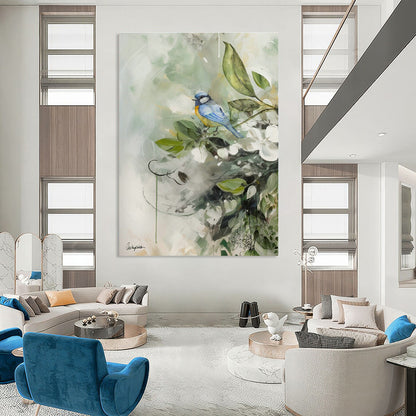 Bird and Flower Watercolor Art for Garden - Themed Café & Home Conservatory DLZ1092