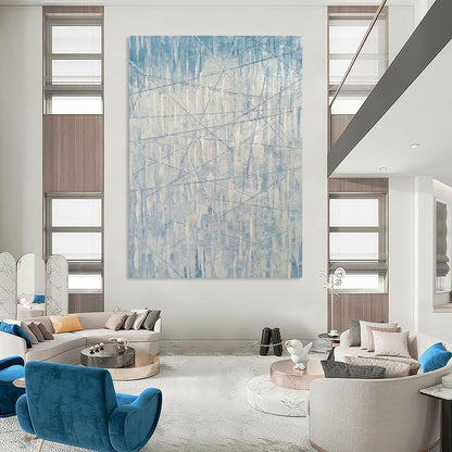 Blue - White Line Abstract Art for Minimalist Office & Modern Gallery DLZ0772