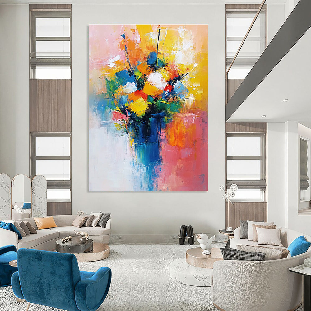 Colorful Abstract Flower Bouquet for Vibrant Dining Room & Creative Studio STSC251