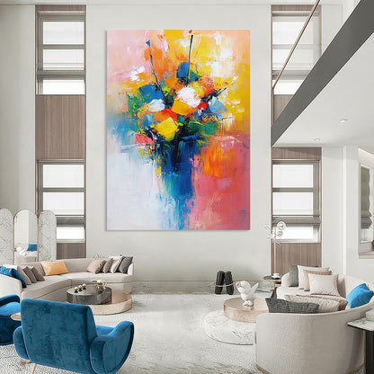 Colorful Abstract Flower Bouquet for Vibrant Dining Room & Creative Studio STSC251