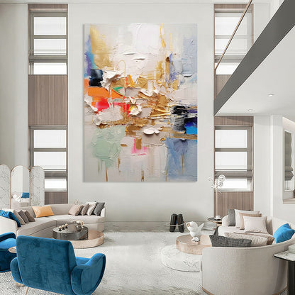 Colorful Thick - Paint Abstract Art for Creative Studio & Bohemian Restaurant DLZ1063