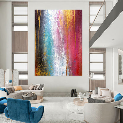 Colorful Gold - Accent Abstract Art for Luxury Hotel Lobby Entrance Walls DLZ0002