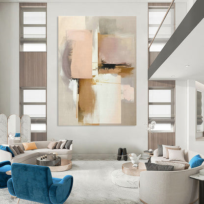 Blush & Gray Abstract Art for Bohemian Living Room & Chic Nursery DLZ1639