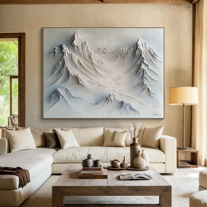 3D White Mountain Sculpture Art for Luxury Ski Lodge & Nature - Lover’s Home SC509