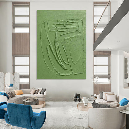 Green Relief Abstract Art for Minimalist Home Office & Calm Reading Nooks DLZ0290