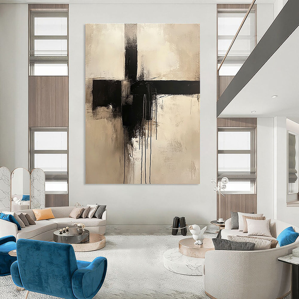 Emotional Black Cross Art for Chapel & Meditation Room STSC669