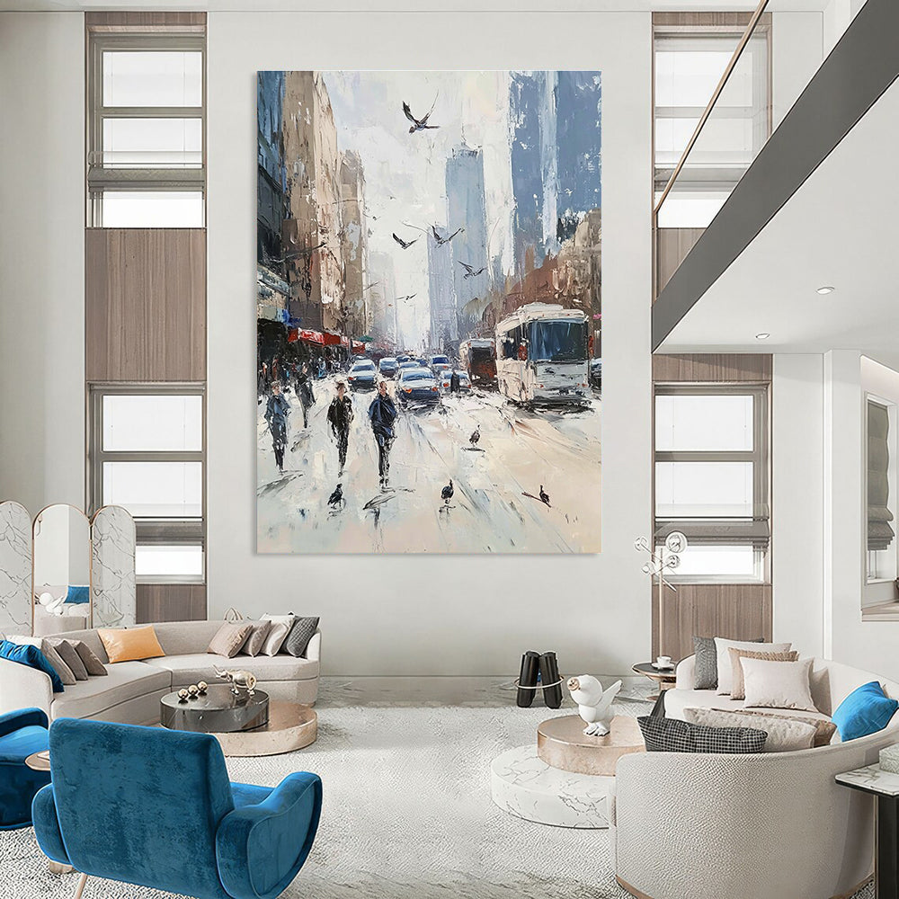 City Street Scene Art for Urban Loft Living Room & Café with City Views STSC930