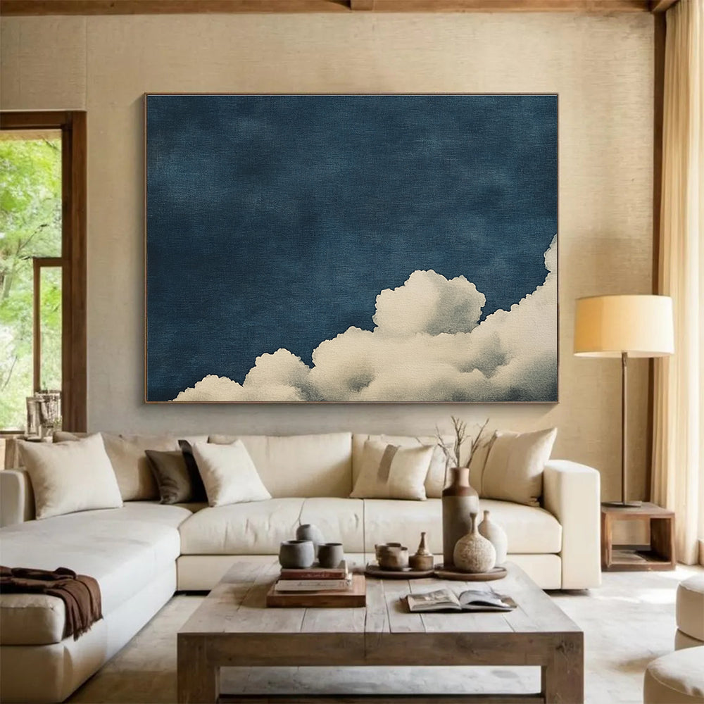 Minimalist Clouds Art for Scandinavian - Style Bedroom & Meditation Space SC523