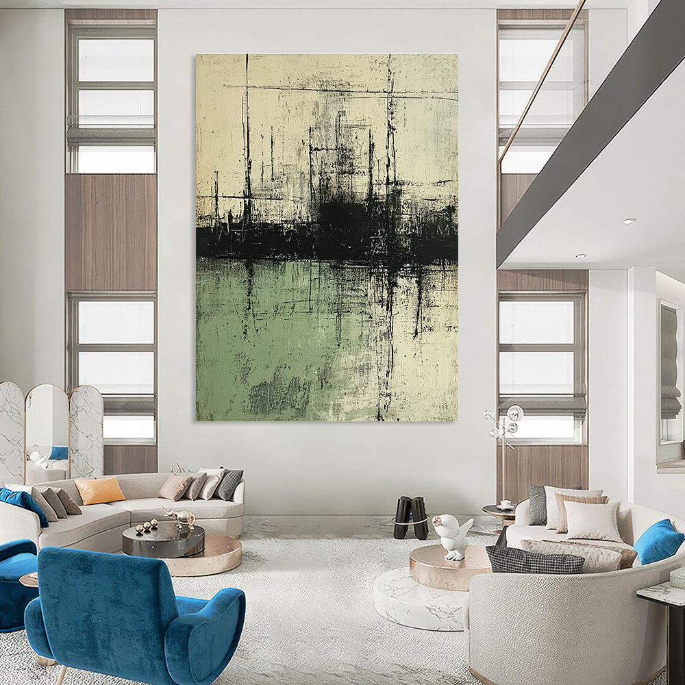 Black - Green Industrial Landscape Art for Factory - Themed Bar & Art - Inspired Manufacturing Office STSC139