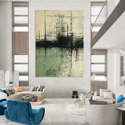 Black - Green Industrial Landscape Art for Factory - Themed Bar & Art - Inspired Manufacturing Office STSC139