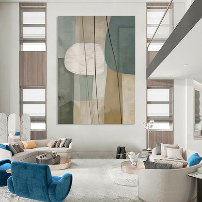 Repeated Light Green Geometric Abstract Art for Minimalist Living Room & Art Exhibition DLZ1953