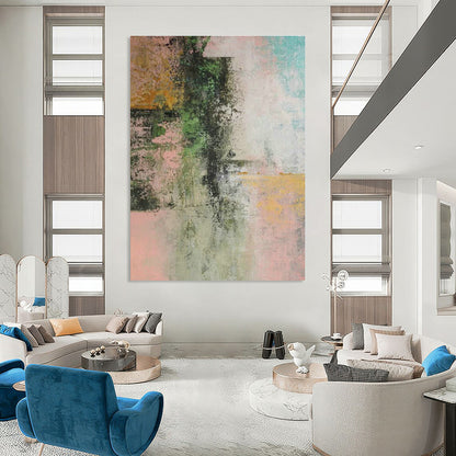 Pink - Green Abstract Art for Home Nursery Relaxation Corners DLZ0044