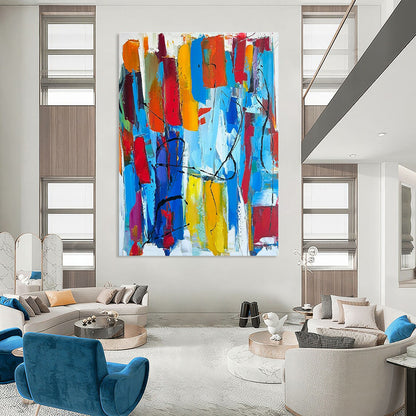 Colorful Abstract Strips Art for Art School Hall & Vibrant City Café DLZ1491