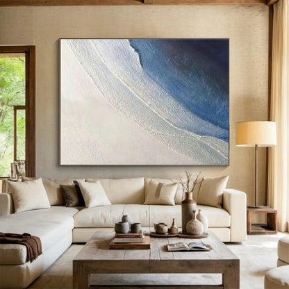 Blue - White Abstract Art for Minimalist Home Bedroom Relaxation Zones DLZ3278