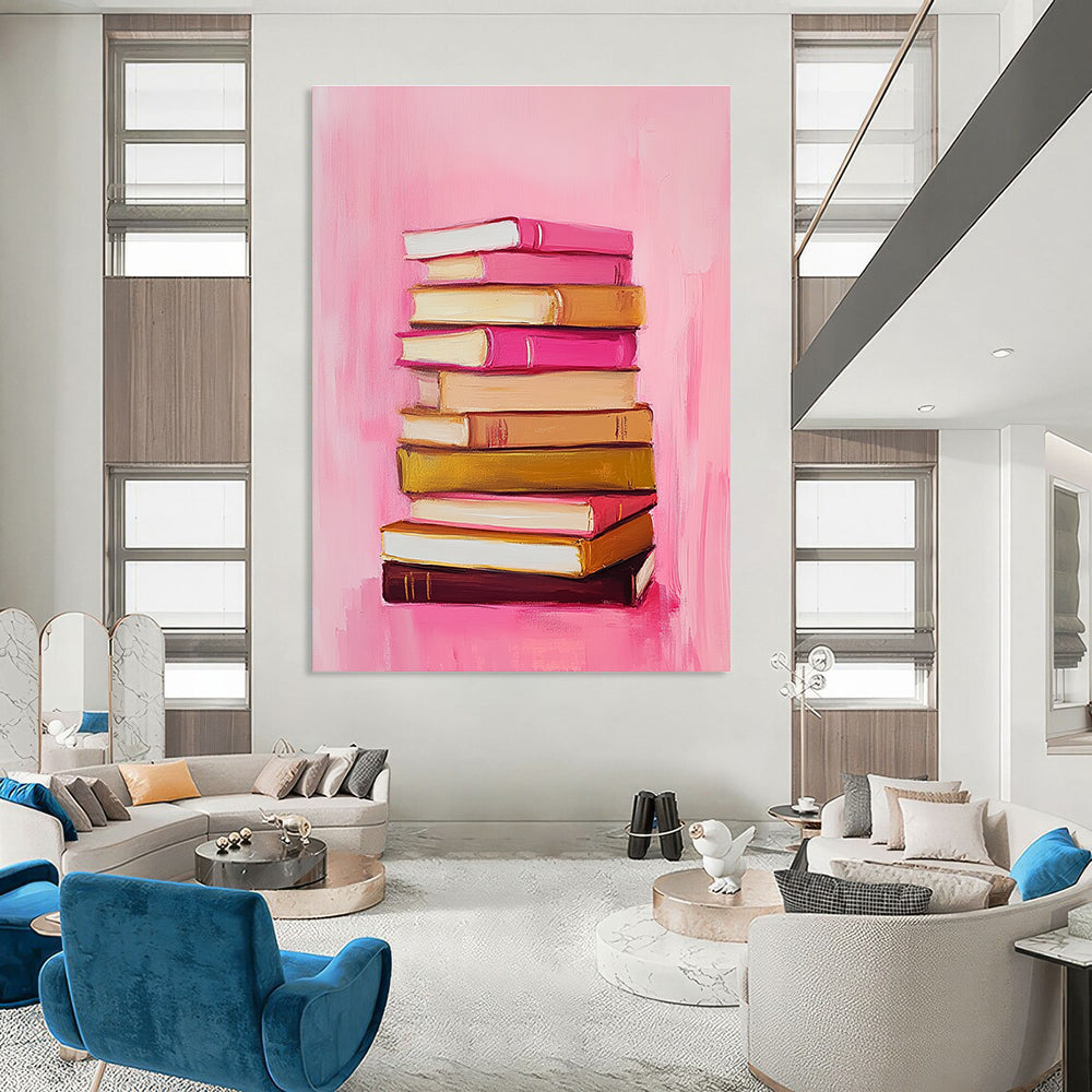 Pink Stack of Books for Book Lover’s Bedroom & Literary Café STSC1209