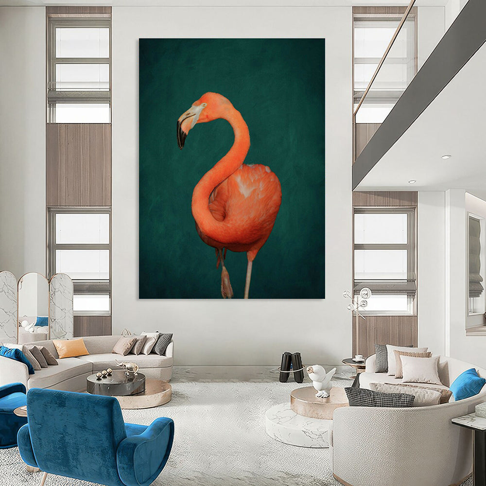 Elegant Flamingo Portrait Wall Art for Bedroom & Living Room DLZ0390