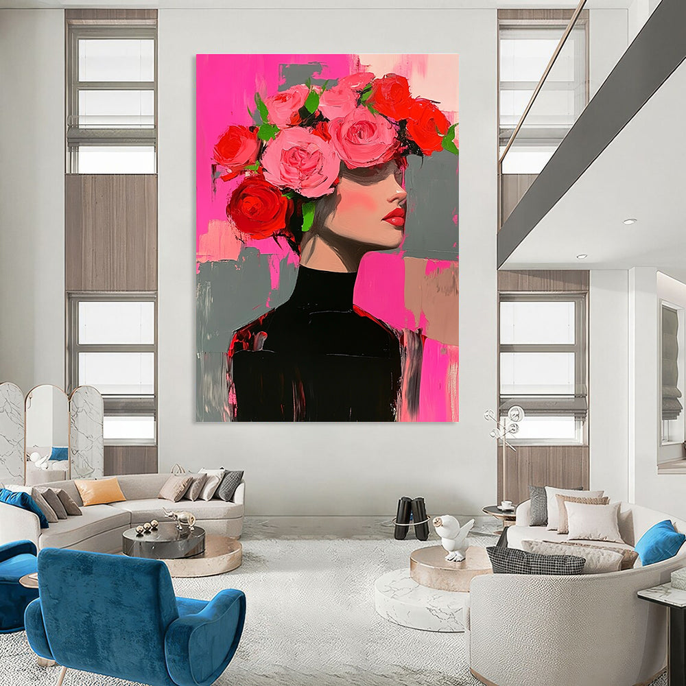 Floral - Headed Woman Art for Fashion Boutique & Art - Loving Living Room STSC1392