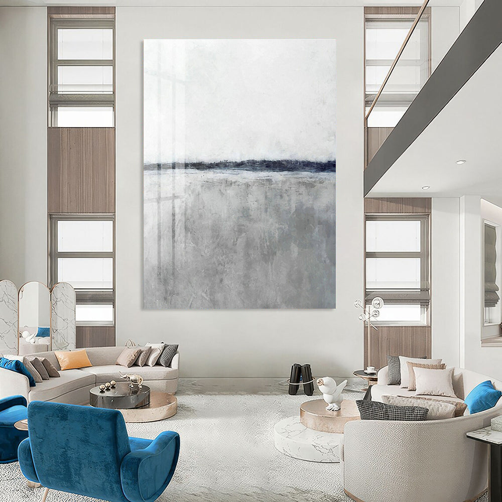 Gray - White Seaside Abstract Art for Coastal Inn & Minimalist Living Room DLZ0679