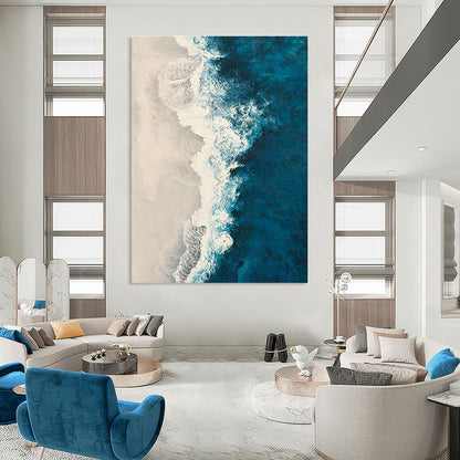 Aerial Ocean Wave Art for Coastal Living Room & Beachfront Café DLZ0731