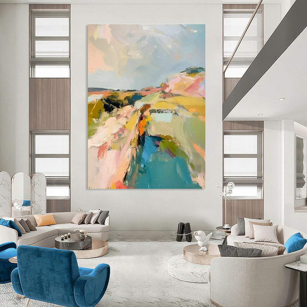 Colorful Abstract Landscape for Bohemian Living Room & Artistic Bed - and - Breakfast DLZ1580