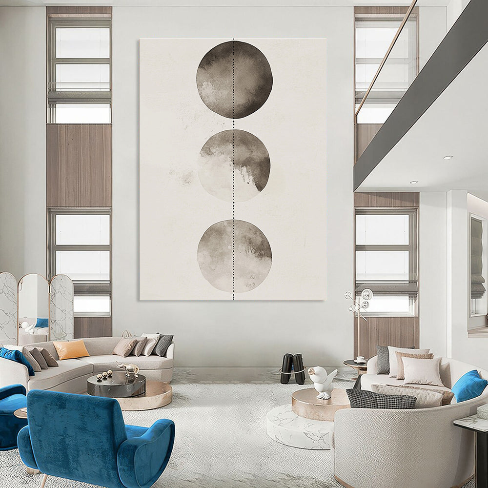 Gray Watercolor Circles Meditative Abstract Art for Yoga Studio & Serene Home Meditation Room STSC1458