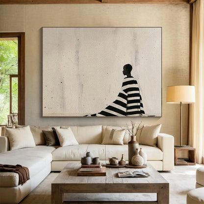 Black - and - White Stripe Silhouette Art for Minimalist Gallery Exhibition Spaces DLZ2612