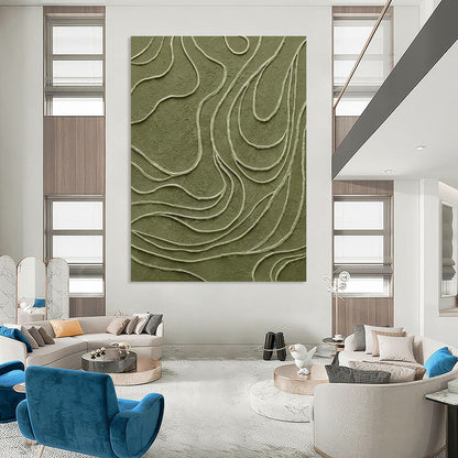Olive Green Line - Texture Art for Nature - Inspired Home Entryways DLZ0236