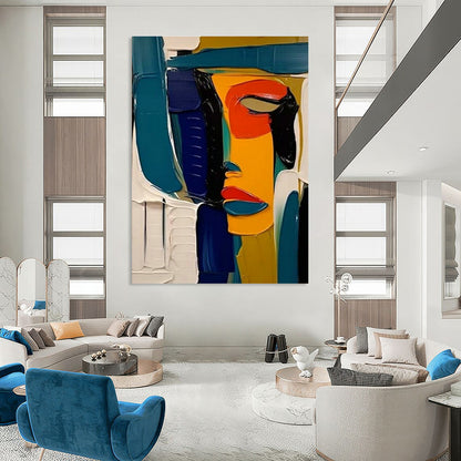 Colorful Abstract Face Art for Modern Art Café & Bohemian - Style Hair Salon DLZ1537