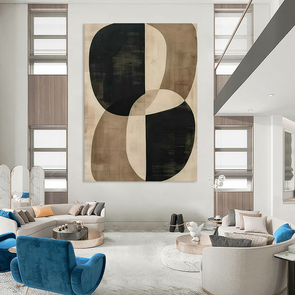 Brown - Black Geometric Abstract Art for Mid - Century Modern Home & Architectural Studio DLZ1752