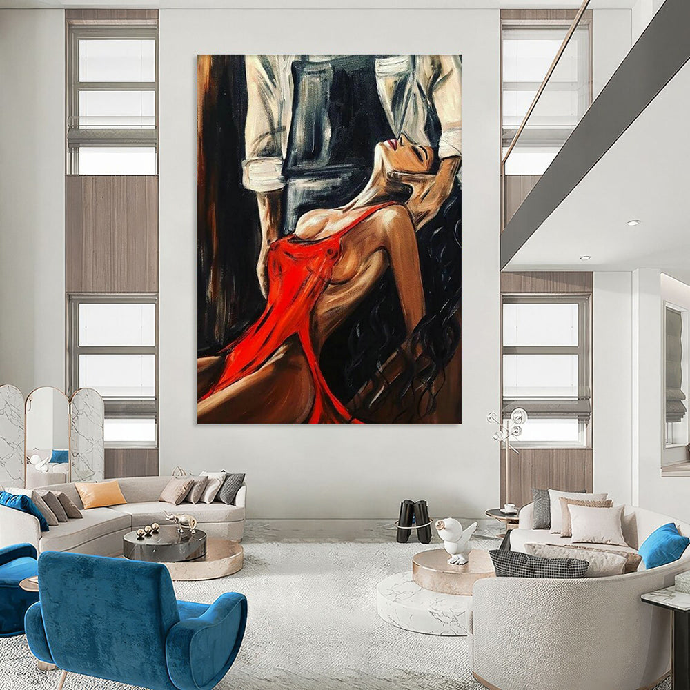 Sensual Red - Dressed Figure Art for Romantic Restaurant & Art - Themed Bedroom DLZ2311