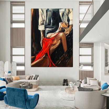 Sensual Red - Dressed Figure Art for Romantic Restaurant & Art - Themed Bedroom DLZ2311