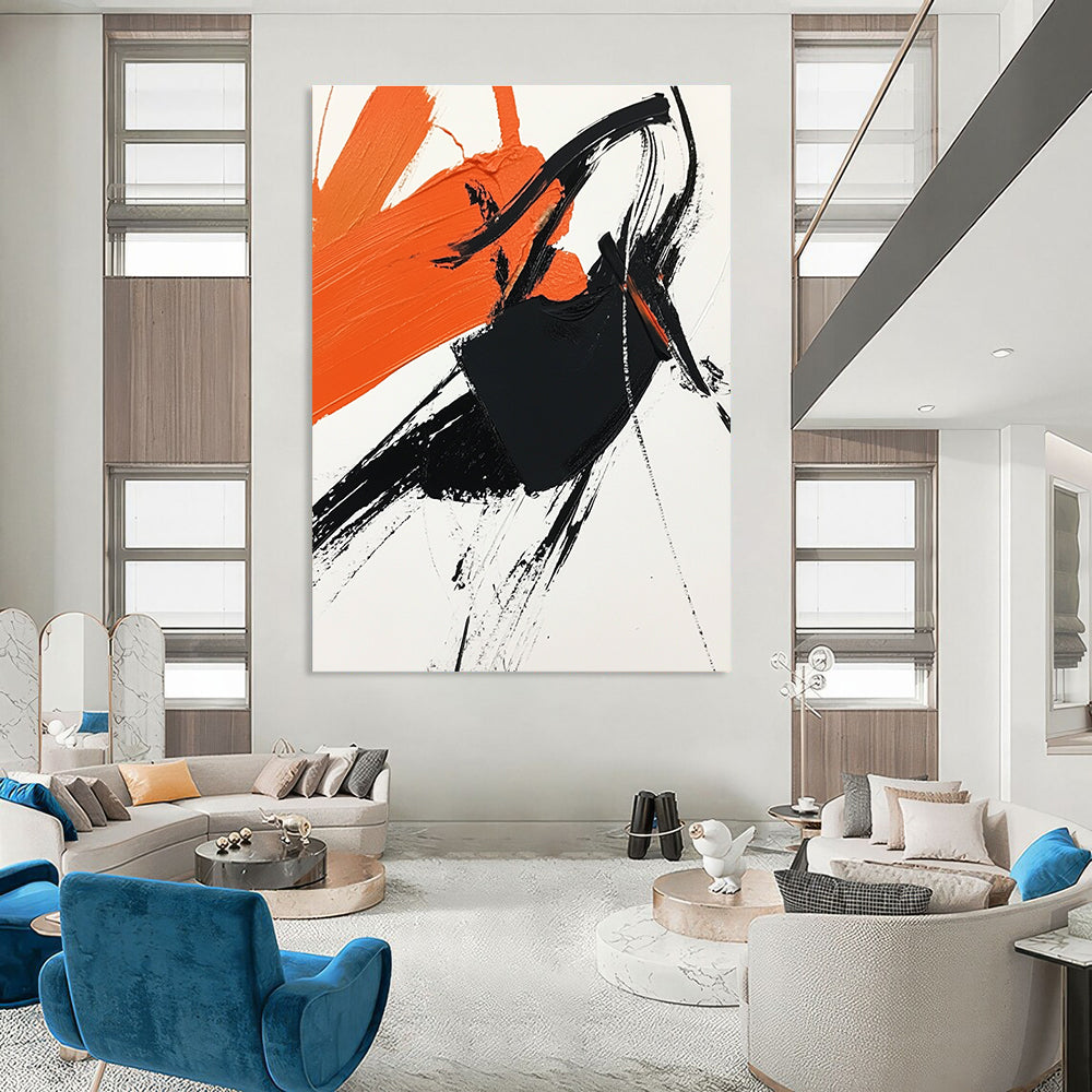 Orange and Black Abstract Strokes for Contemporary Office & Art Studio STSC1274