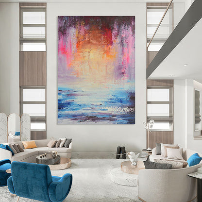 Pink - Purple Seaside Abstract Art for Beach House Dining Areas DLZ0058