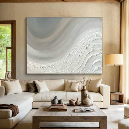 Gray - White Wave Abstract for Minimalist Home Office DLZ2968