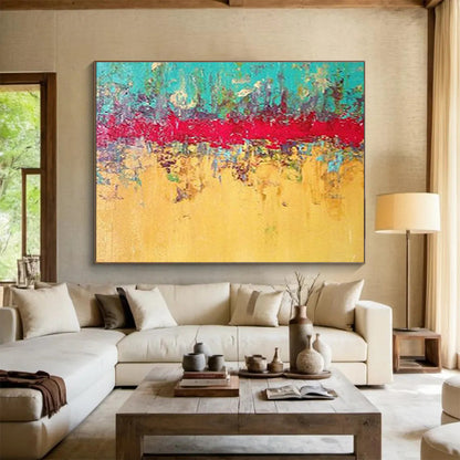 Bold Blue - Red Contrast Abstract Masterpiece for a Dramatic and Memorable Dining Room Statement DLZ2787