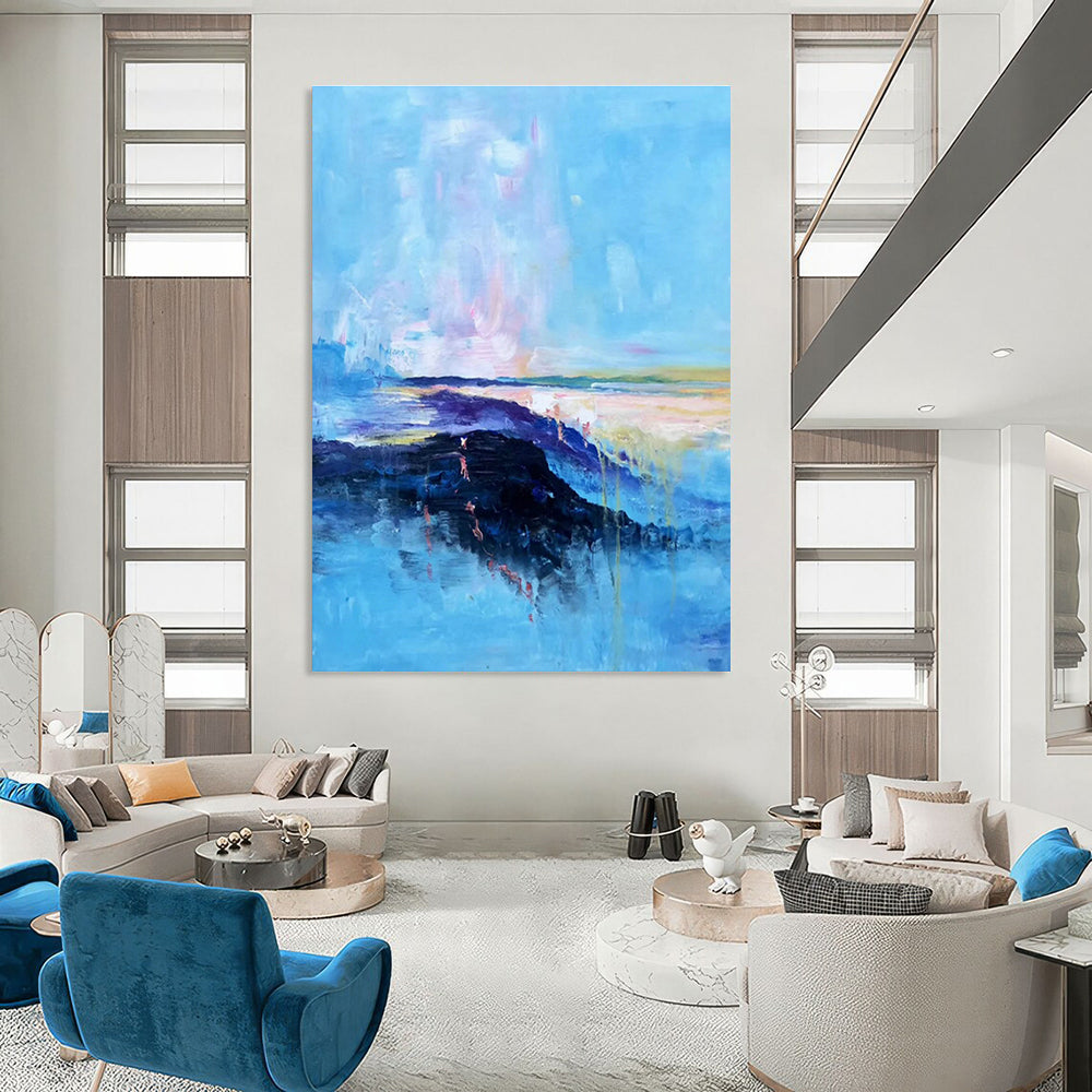 Blue Landscape Abstract Art for Living Room & Bedroom DLZ0505