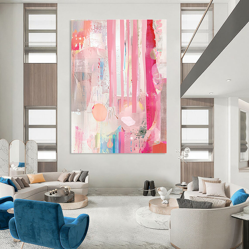 Pink Abstract Collage for Bohemian Bedroom & Creative Studio STSC1232