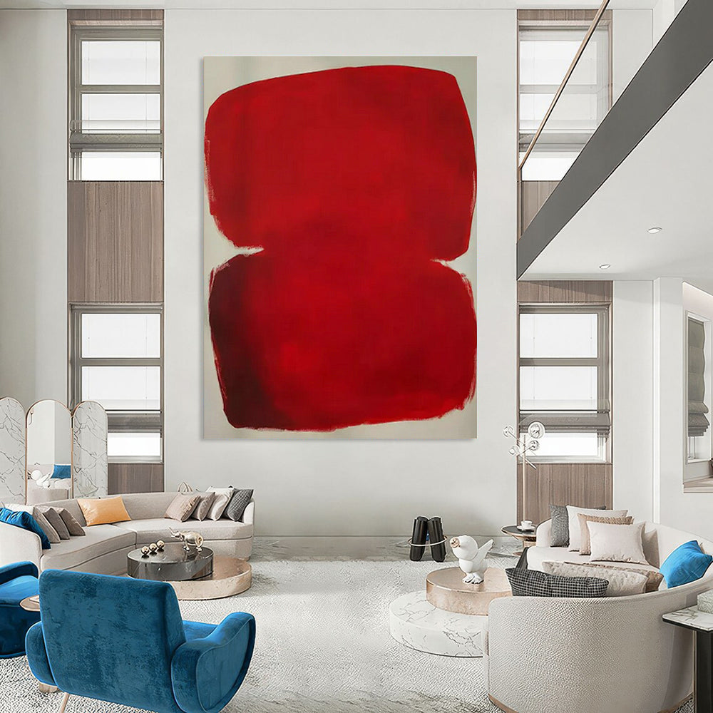 Red Color Block Art for Modern Art Gallery & Bold Home Entrance DLZ1766