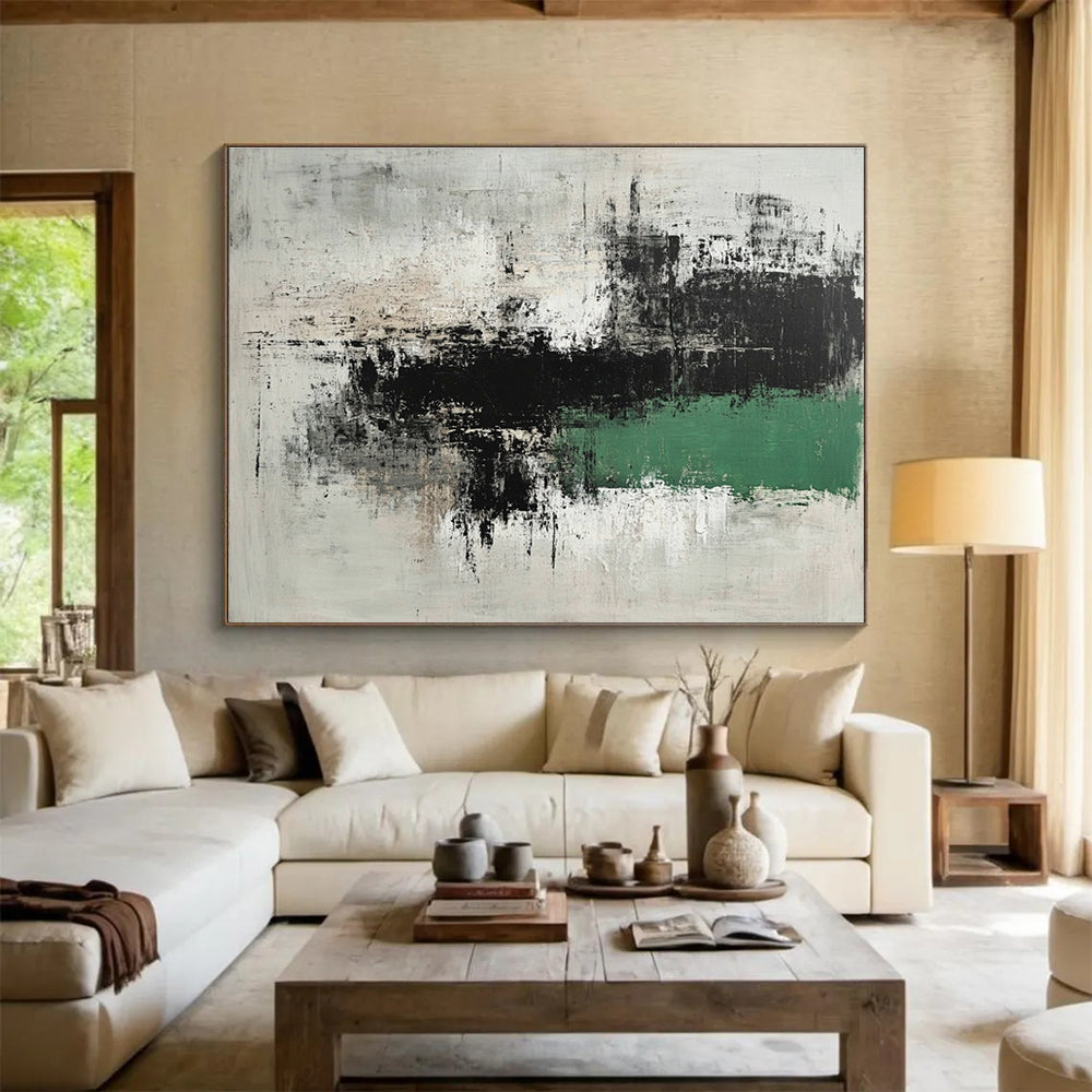 Gray - Black - Green Abstract Art for Industrial - Style Office & Modern Art Gallery SC220