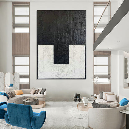 Black and White Geometric Abstract Art for Contemporary Office & Minimalist Showroom DLZ1979
