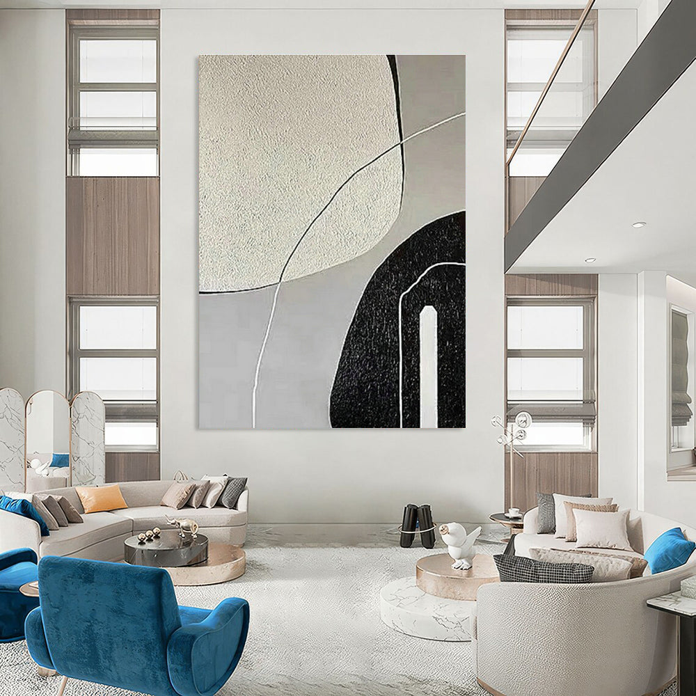 Gray - White Geometric Abstract Art for Scandinavian Home & Contemporary Office DLZ1146