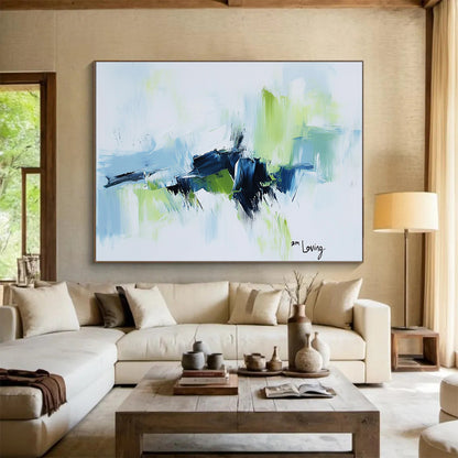 Blue and Green Abstract Art for Coastal Home Office & Nature - Inspired Living Room SC214