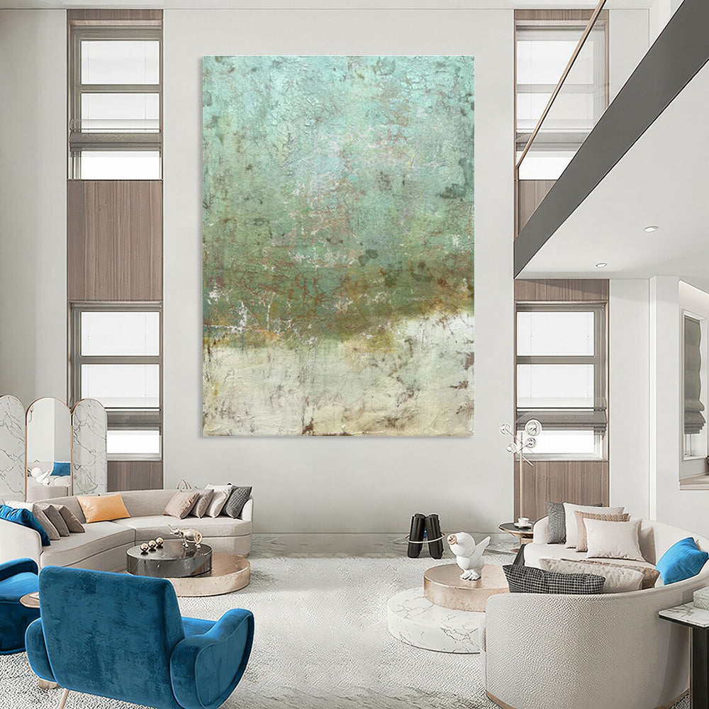 Textured Teal and Brown Art for Bohemian Café & Eclectic Living Room DLZ2212