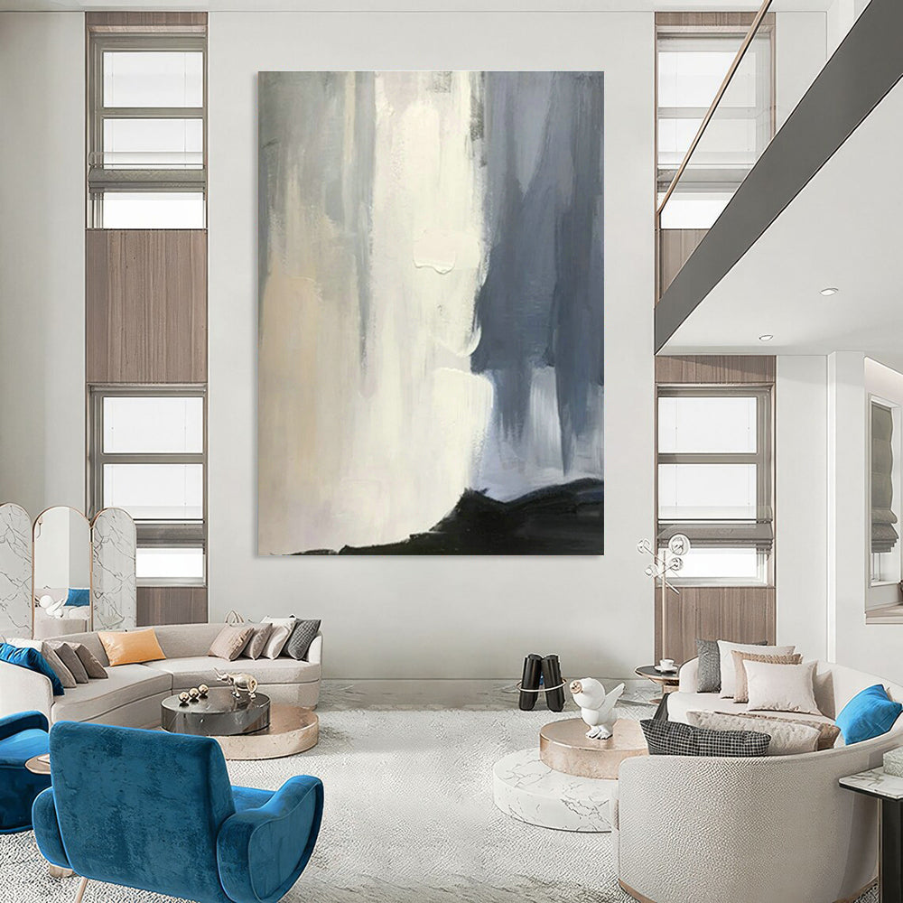 Gray - White Gradient Abstract Art for Nordic Study & Corporate Office Lounge DLZ1455