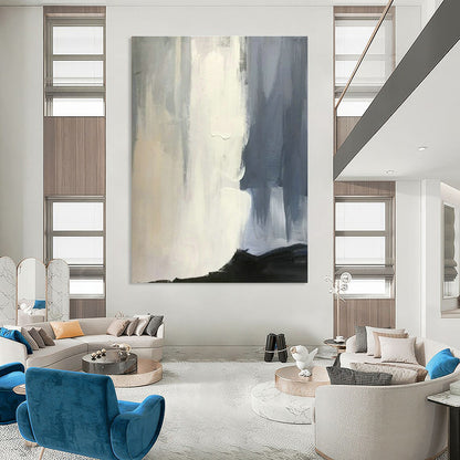 Gray - White Gradient Abstract Art for Nordic Study & Corporate Office Lounge DLZ1455